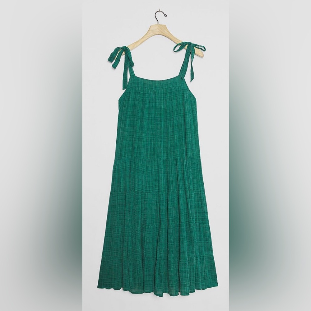 Anthropologie Dolan Shelter Long Tiered Plaid Maxi Dress S